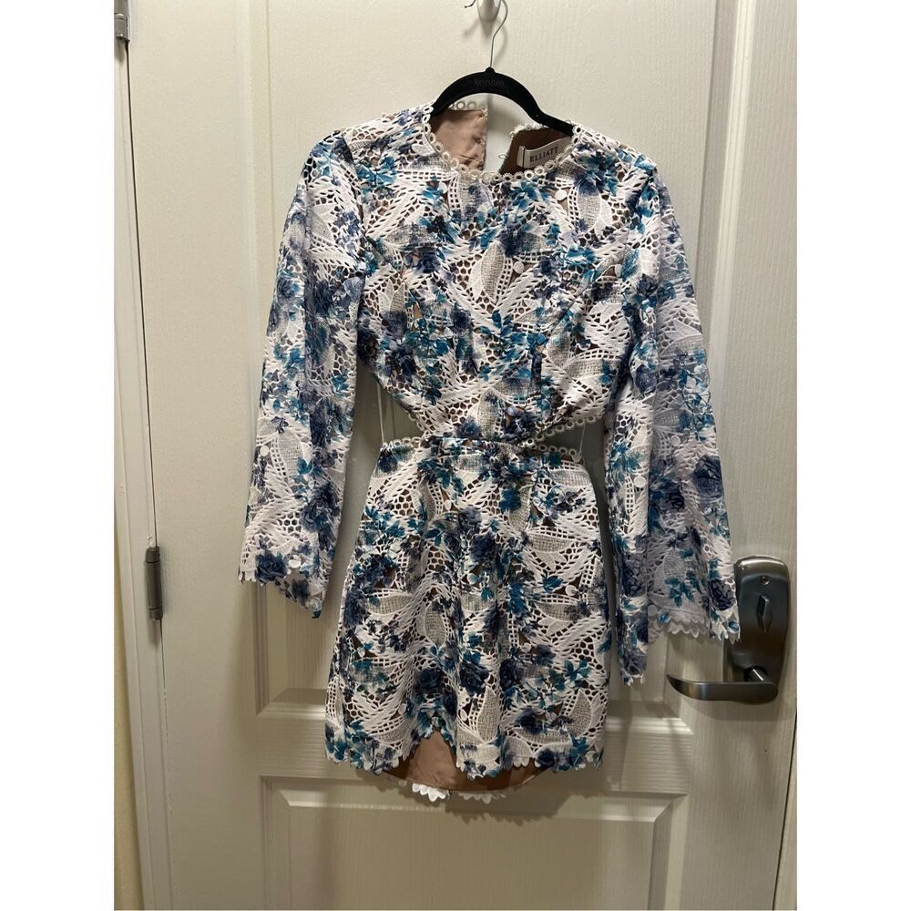 Elliatt Savannah Mini Dress Blue/Multi Floral cut out cocktail size S NWT$289